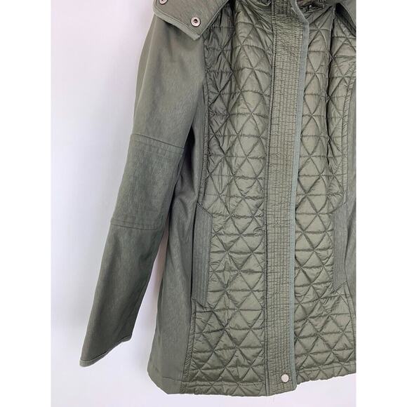 Marc New York Andrew Marc Womens Olive Green Quilted Jacket With Hood Size M - Picture 3 of 6